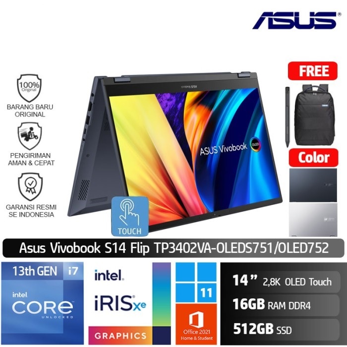 Asus Vivobook S14 Flip TP3402VA OLEDS752 Core i7-13700H 16G 512GB Win11 OHS