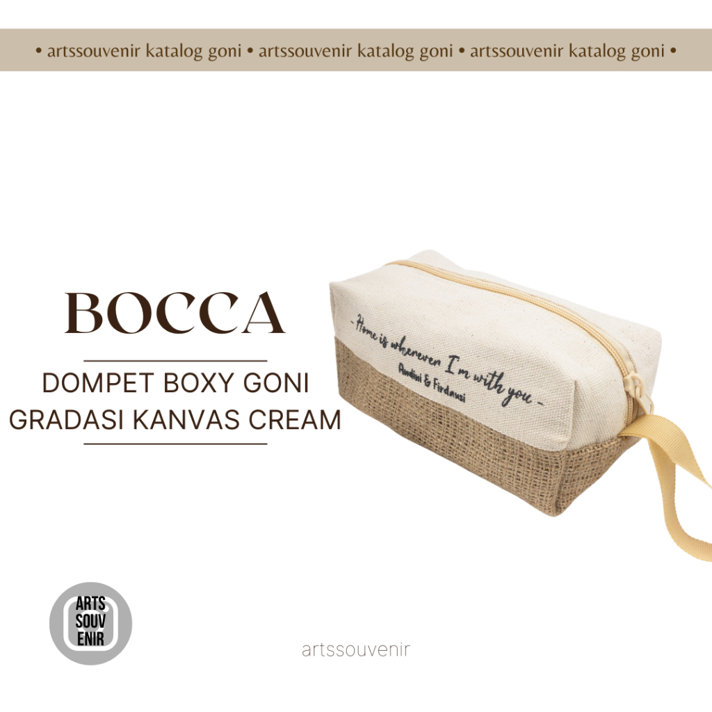 Dompet Boxy Goni Gradasi Kanvas Cream