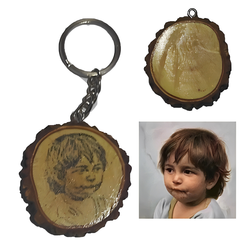 GANTUNGAN KUNCI SKETSA WAJAH MEDIA KAYU