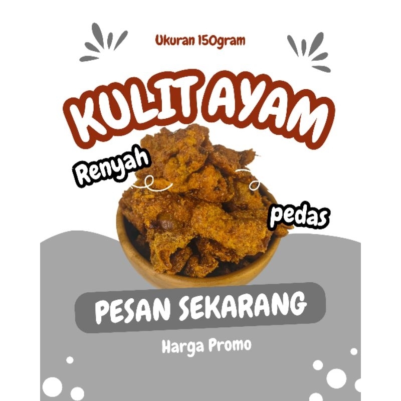 

150gram Kulit Ayam Pedas/Asin/Original Cemilan Keripik