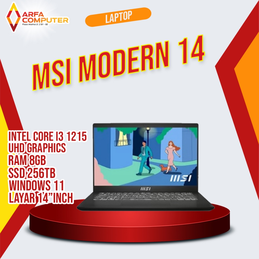 LAPTOP MSI MODERN 14 I3 1215 (8/256/14") FREE MOUSE