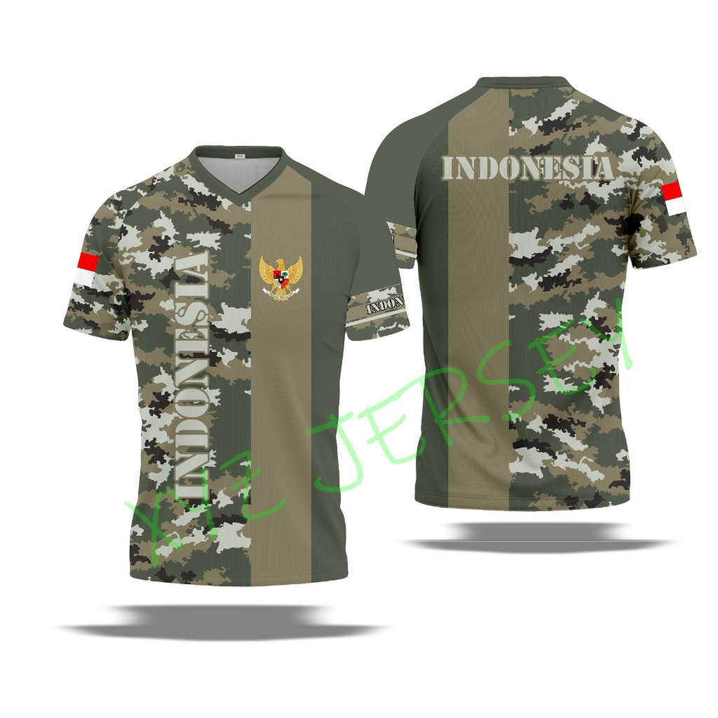 kaos Army Indonesia Full Printing Bahan Drifit Nyaman