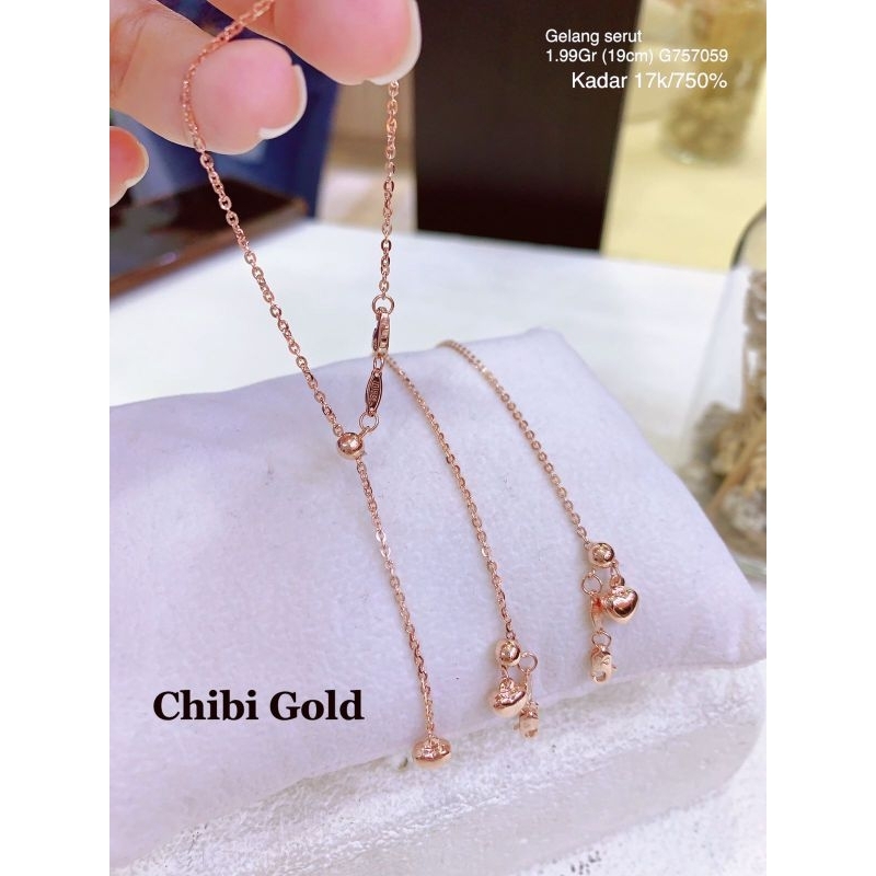 CHIBIGOLD - gelang Nori serut white & rose gold gelang tangan serut Nori  emas 750 kadar 17k
