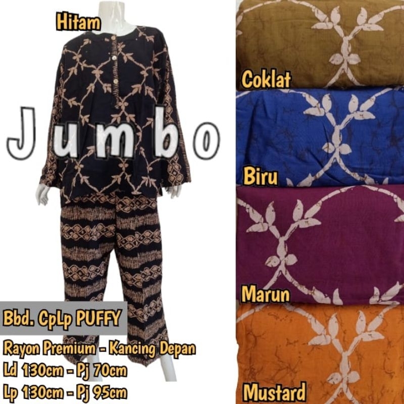 Baju Tidur Wanita Muslim Super Jumbo Babydoll Batik Lengan Panjang