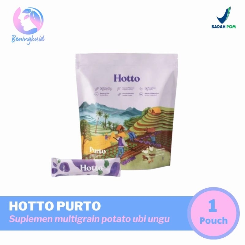 

Hotto Purto Minuman Fiber Multigrain Sereal Oat With Purple Potato 1 Pouch 16 Sachet