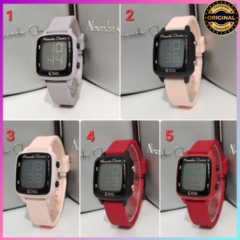 ORIGINAL JAM TANGAN WANITA ALEXANDRE CHRISTIE AC 9369 / AC9369  DIGITAL RUBBER STRAP ARLOJI WATCH CE