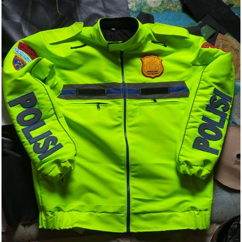 jaket taslan provos polri hijau stabilo
