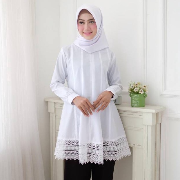 KODE QUT509 [ COD ] VANIA TUNIK BAJU PUTIH WANITA / ATASAN PUTIH TUNIK/ ATASAN PUTIH / BAJU WANITA