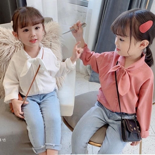 (1-5 Tahun) Blouse La Luna - Blus Anak Perempuan Kemeja Atasan Gaya Korea Baju Putih Balita Lengan P