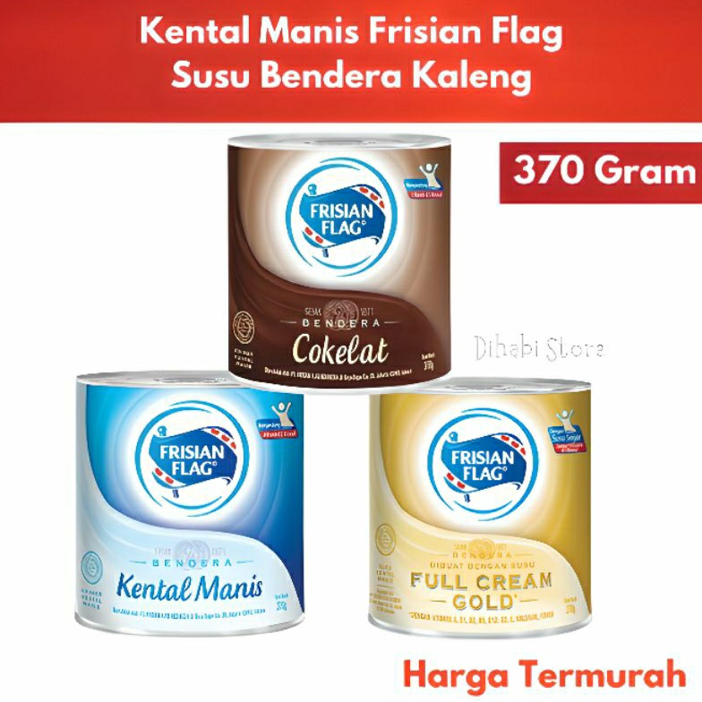 

D!skon Frisian Flag Kental Manis 370 Gram Susu Kaleng Bendera Gold , Putih , Cokelat Expired Februari 2024 Promo Besar