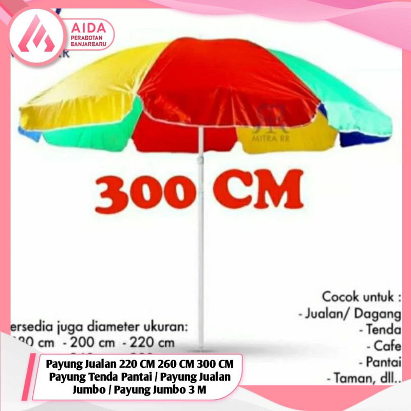 Payung Jualan 220 CM 260 CM 300 CM Payung Tenda Pantai / Payung Jualan Jumbo / Payung Jumbo 3 Meter 