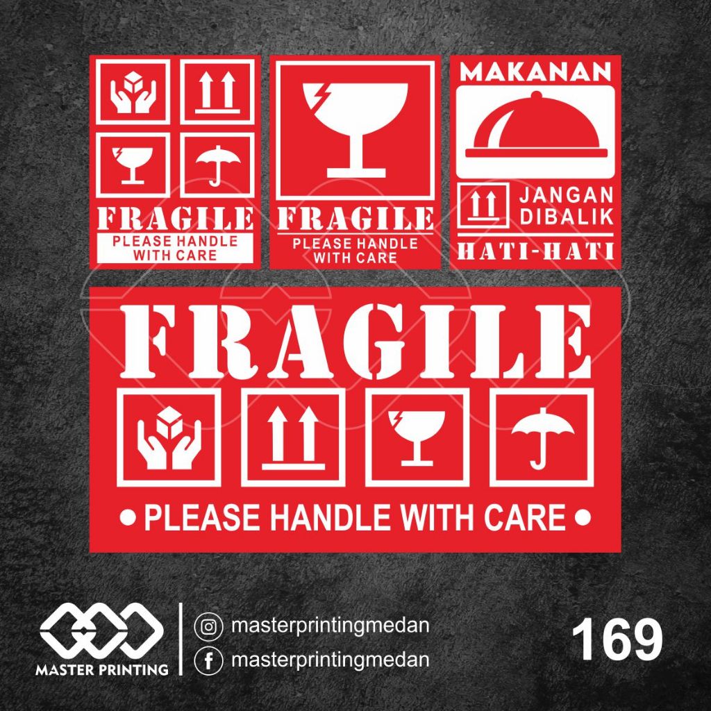 

169 - Stiker Fragile, Jangan Dibanting, dan Jangan Dibalik, Tahan Air, Termurah, dan Bisa Custom