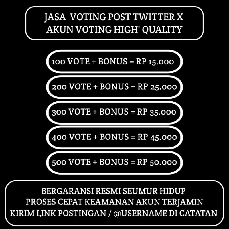 Poll Vote Twitter X Permanen Kualitas Terbaik