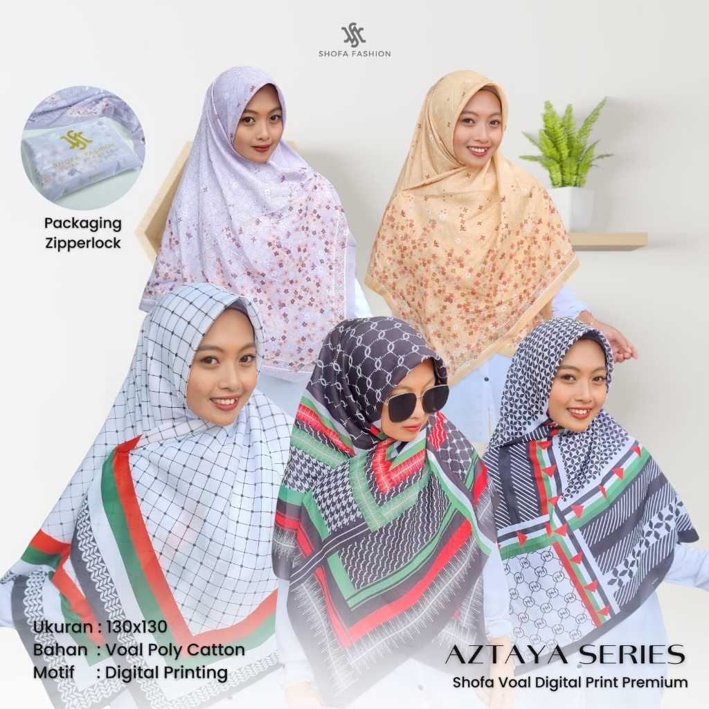RB Hijab Segi Empat Motif Palestina Pulkadot Jumbo 130x130 Voal Premium
