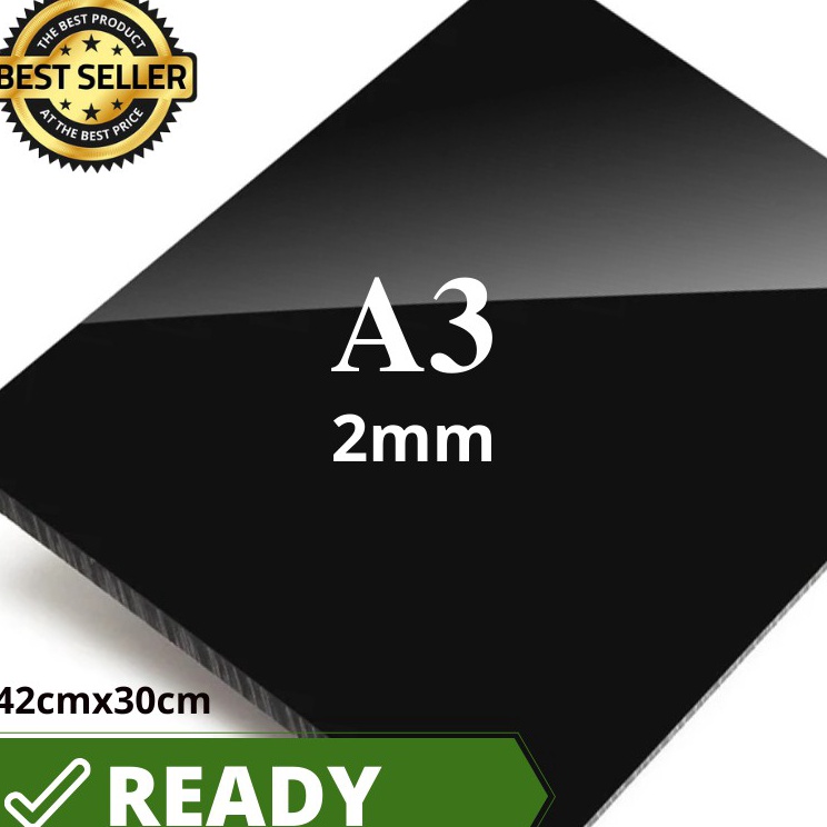 

Ready acrylic lembaran 2mm hitam Ukuran A3 ➴❄❈