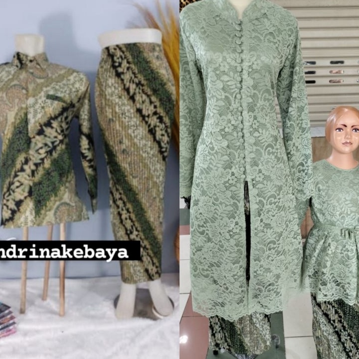 Super Promo Couple Kebaya ibu anak Sage/couple brokat tunik dan anak ➙➼✦❃