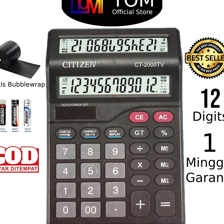 

Ready Kalkulator 2 Layar CT-2000TV 12 Digit - Calculator Check Dual 2 Power Terupdate