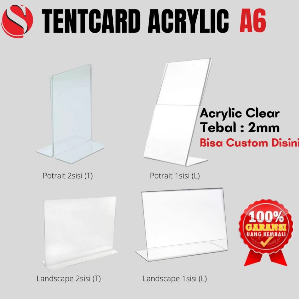 

Diskon Promo Akrilik A6 / Tend Card A6 / Tend Card Akrilik A6 / Sign Card A6 / Tend Holder A6 Kirim Langsung