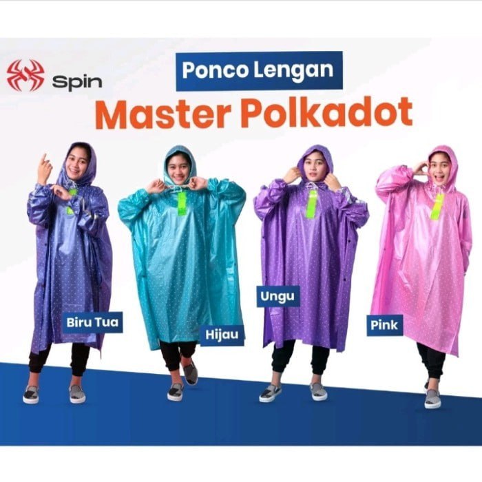 JAS HUJAN PONCO POLKADOT / JAS HUJAN DEWASA PONCO POLKADOT LENGAN