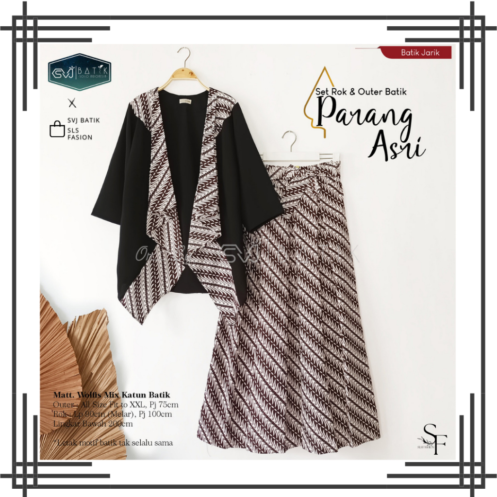 SETELAN ROK DAN OUTER BATIK KEVIN BAHAN KATUN FREE MASKER ORI SVJ