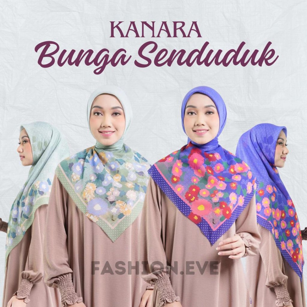 Kerudung jilbab elzatta hijab segi empat premium motif Terbaru kanara pesona bunga senduduk
