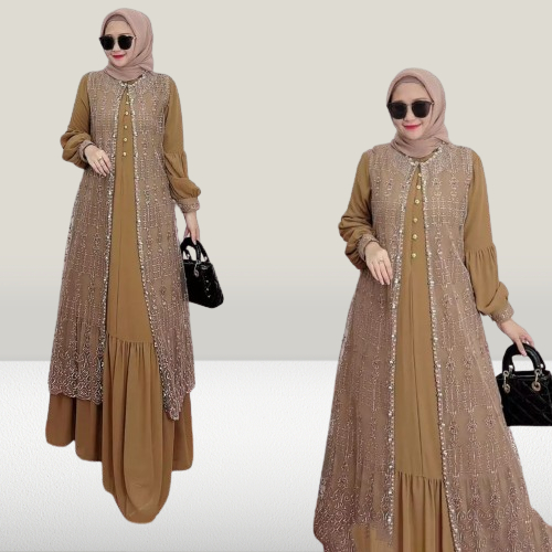 Gamis Terbaru Belaria Dress BO Busui Size M L XL XXL 3XL Bahan Ceruty Babydoll Baju Gamis Jumbo Bruk