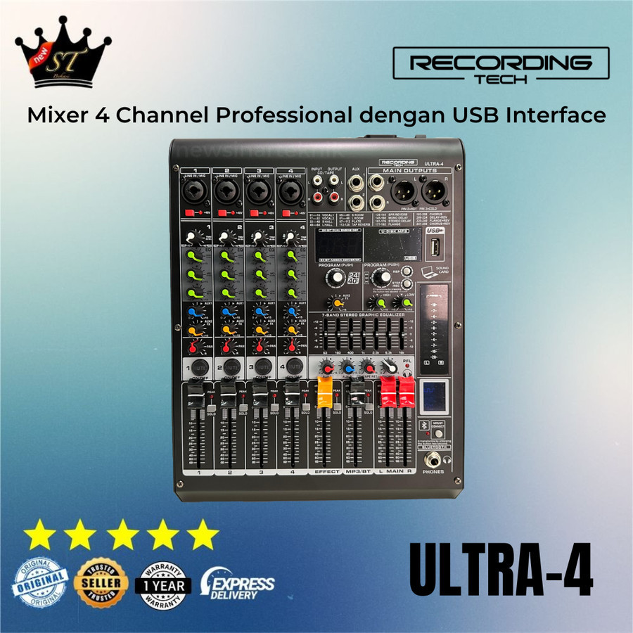 Recording Tech Ultra-4 Ultra4 Mixer Audio 4 Channel Soundcard USB