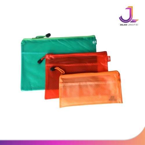 

Zipper Bag - Tempat Pensil Jaring Transparan Pouch Tas Resleting Berbagai Ukuran