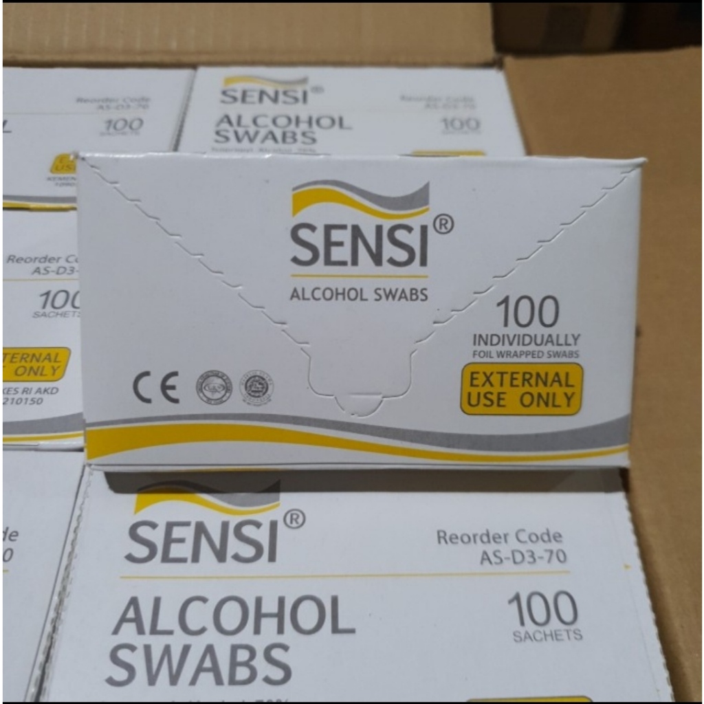 SENSI Alcohol Swab 100pcs Sensi Tissue Basah Alkohol 70%, Tisu Medis