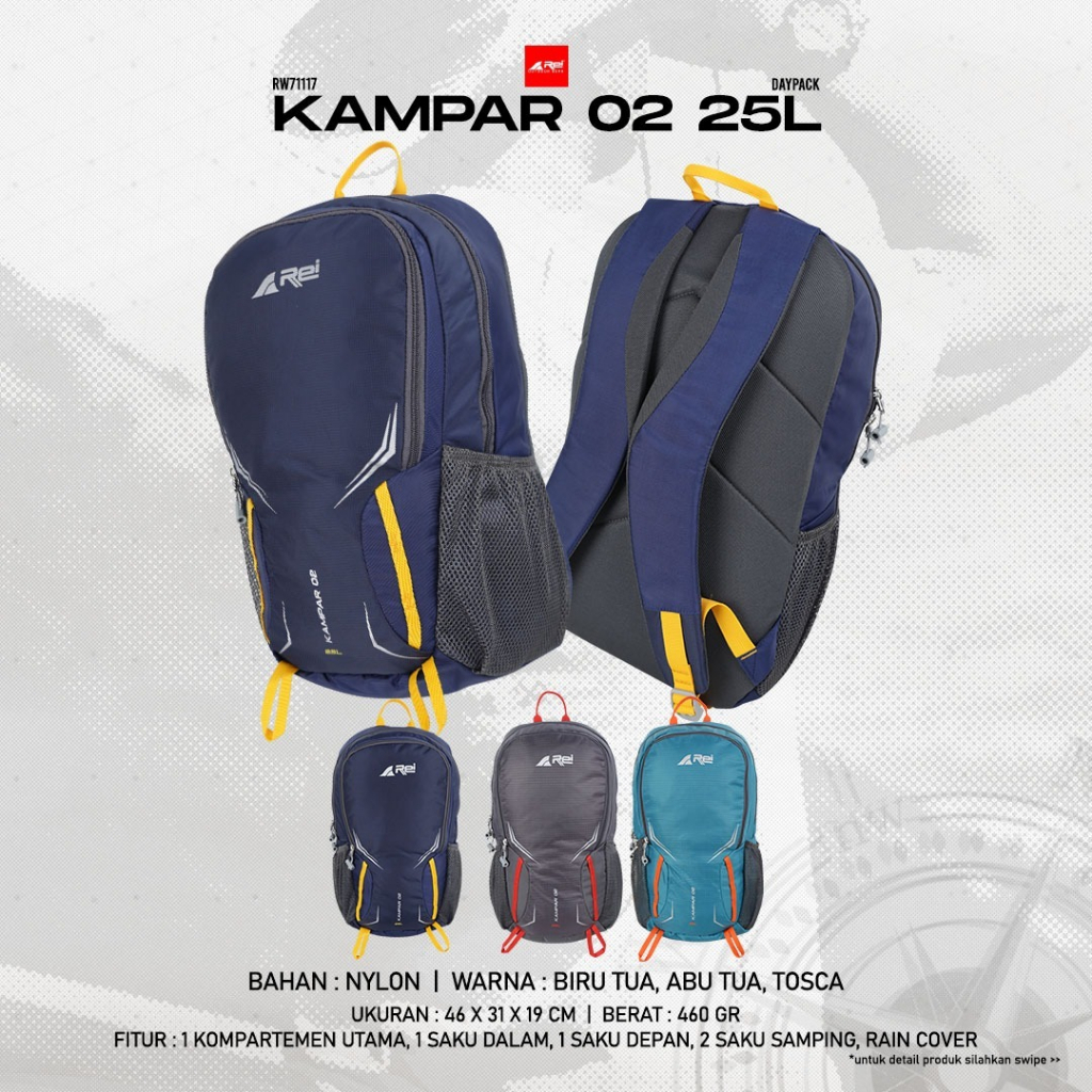 Tas Ransel Pria KAMPAR 02 25L AREI OUTDOORGEAR - BACKPACK REI KAMPAR 02 25 LITER - DAYPACK AREI 25L 