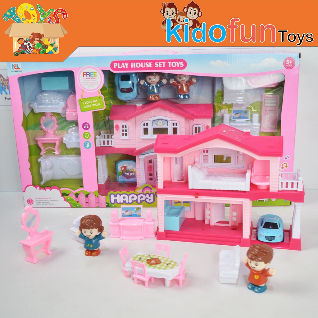 Mainan Rumah Rumahan Boneka Happy Villa Play House Set Anak