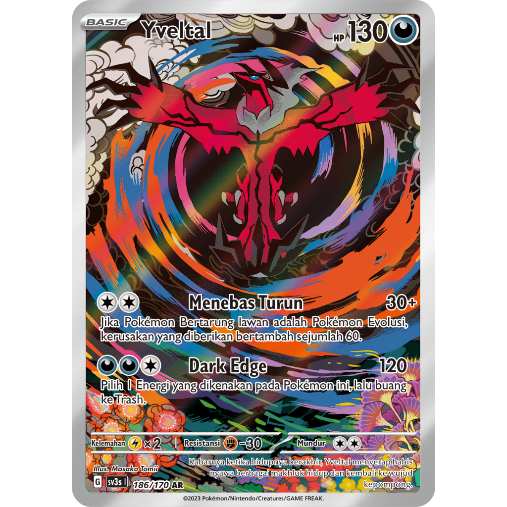POKEMON TCG INDONESIA YVELTAL AR HOLOGRAM SV3S 186/170