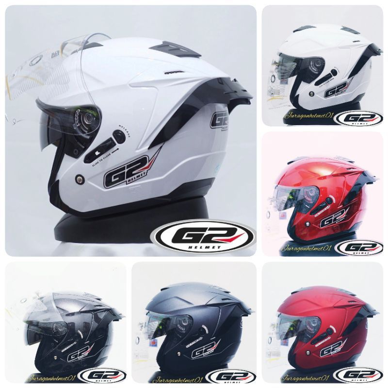 HELM G2 OPTIMAX SOLID WHITE+SPOILER DOUBLE VISOR