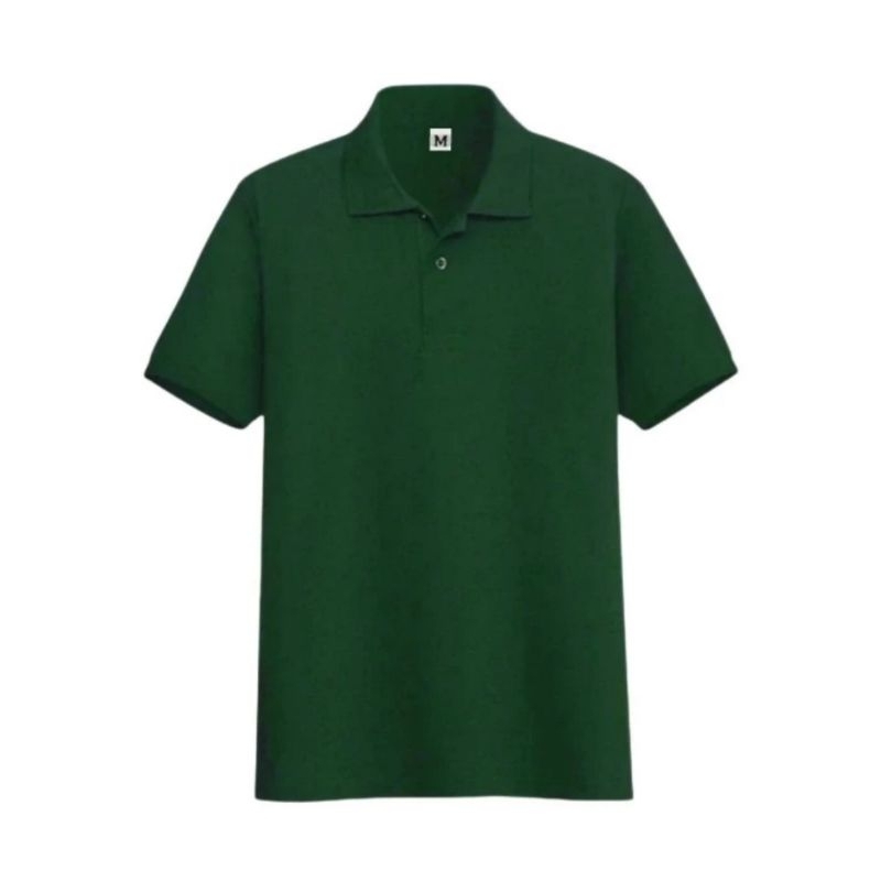 baju kaos atasan seragam polo shirt polos berkerah pria wanita warna hijau army /atau hijau botol