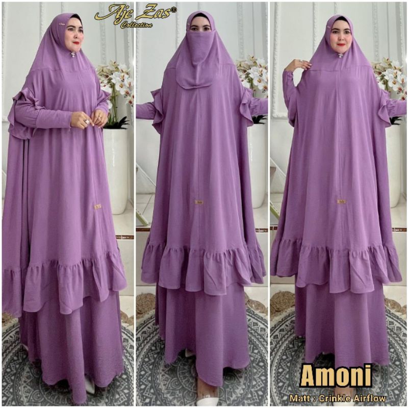 AJE ZAS - Gamis Jubah Jumbo Syar'i  Kode-AMONI Matt Crinkle