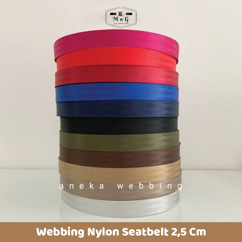 Webbing 2.5 cm Nylon Seatbelt garis (meteran)