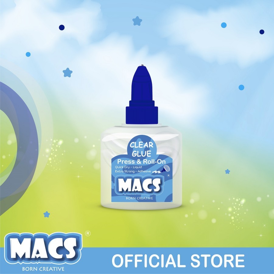 

Macs Lem Cair Bening Clear Glue Press Roll On
