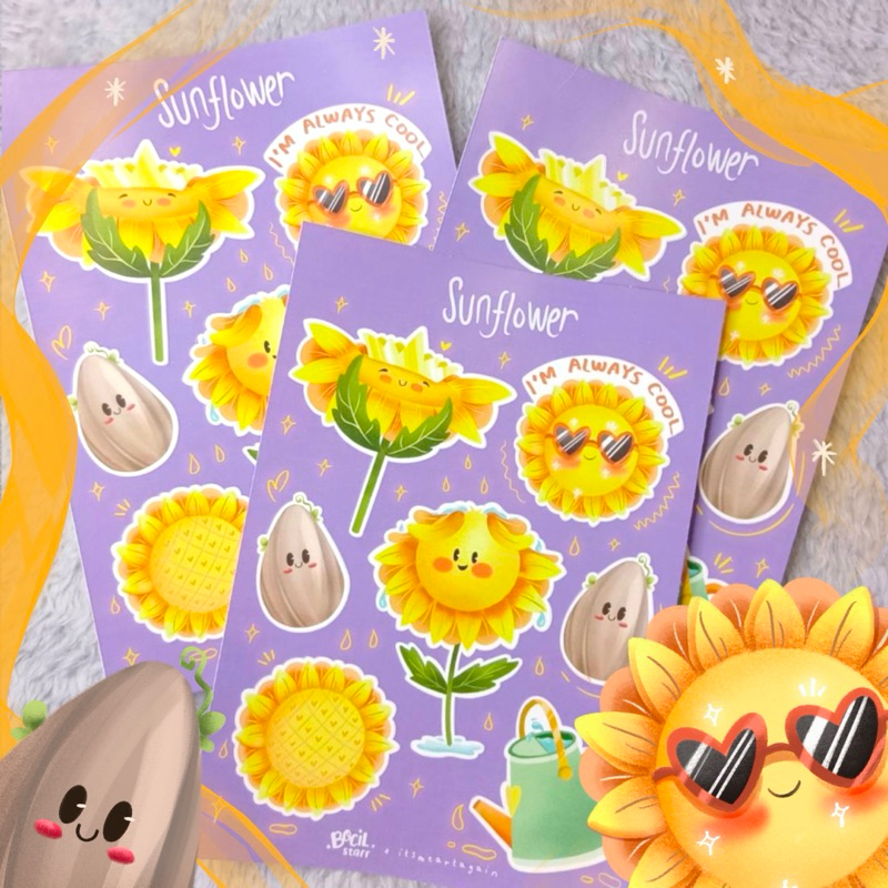 

[bocilstaff] STIKER AESTHETIC Sunflower Sticker Sheet | Sticker Hp| Stiker Diary| Stiker Laptop| Jurnal| Stiker Kawaii| Stiker Custom