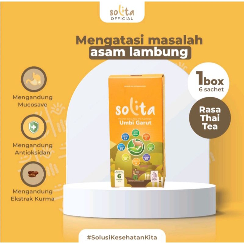 

SOLITA Minuman Serbuk Umbi Garut 1 Box (Isi 6 Sachets) Rasa Thai Tea