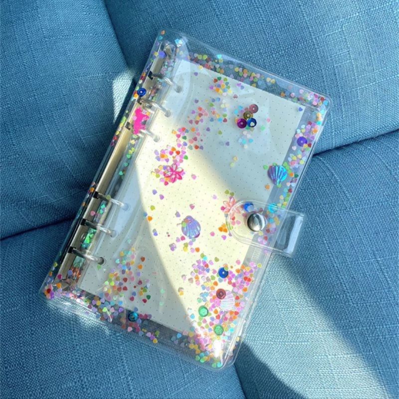 

A6 Cover Sequin Manik Binder Only Diary 6-Ring, keuangan binder manik A6