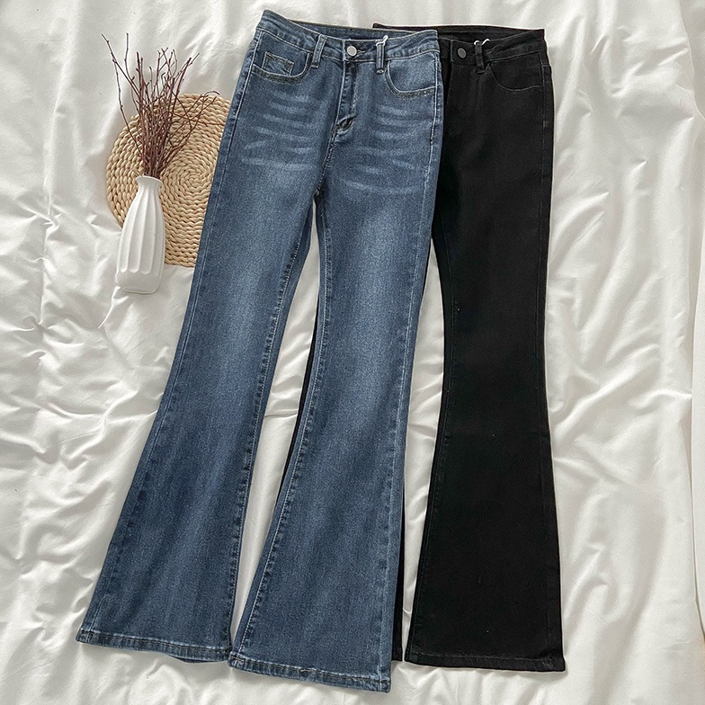 [PWF] Korea Cutbray Jeans Highwaist Celana Jeans Wanita Kekinian Seksi ➴Terkini