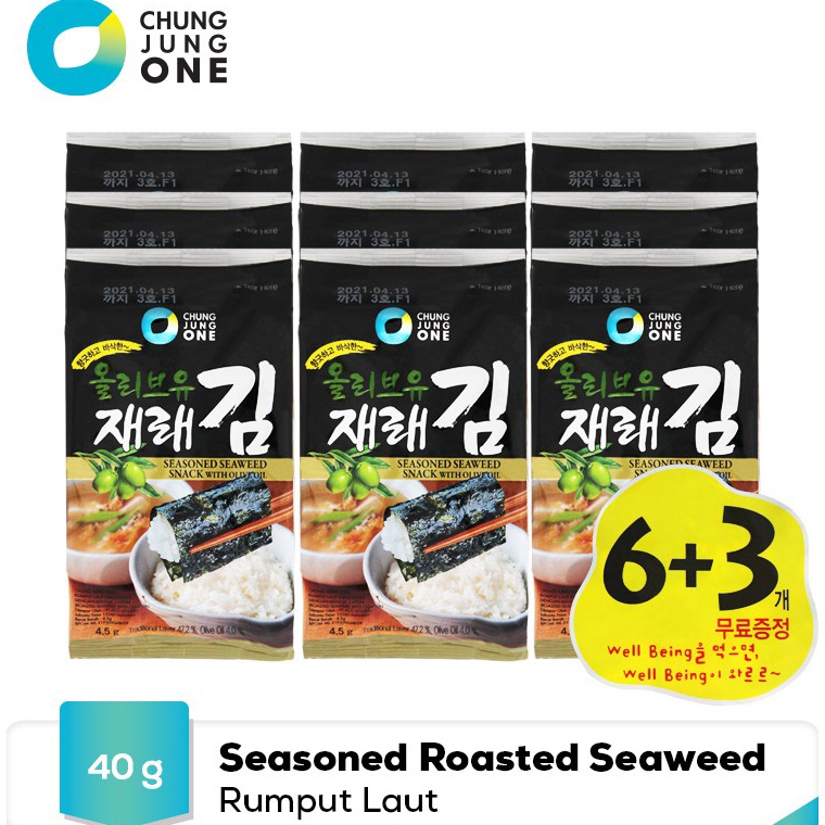 

[☺I10➤] Chung Jung One - Roasted Laver - Seasoned Roasted Seaweed with Olive 6 + 3 [222]