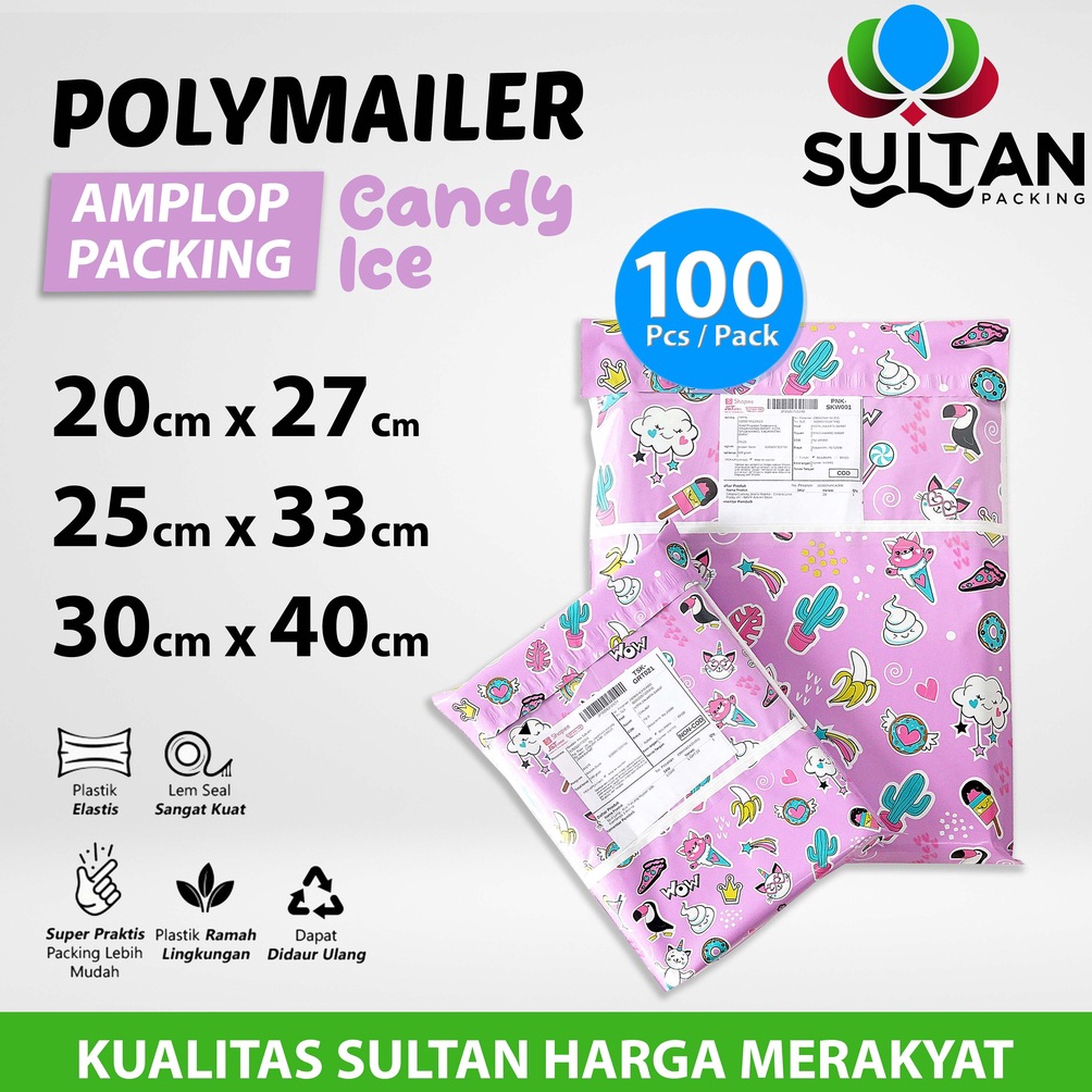 

Jaman Now.. Polymailer Polimailer Amplop Plastik Packing Motif Candy Rusfet PACK NTB