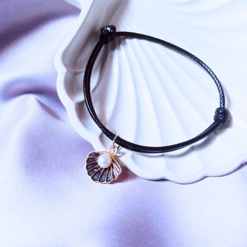 ( diolyn.id ) GELANG KERANG MUTIARA Hitam | Gelang couple sepasang persahabatan teman sahabat | gela