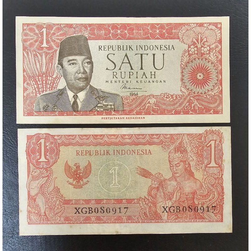 uang kuno 1 rupiah tahun 1964 Soekarno seri X Replacement aUNC