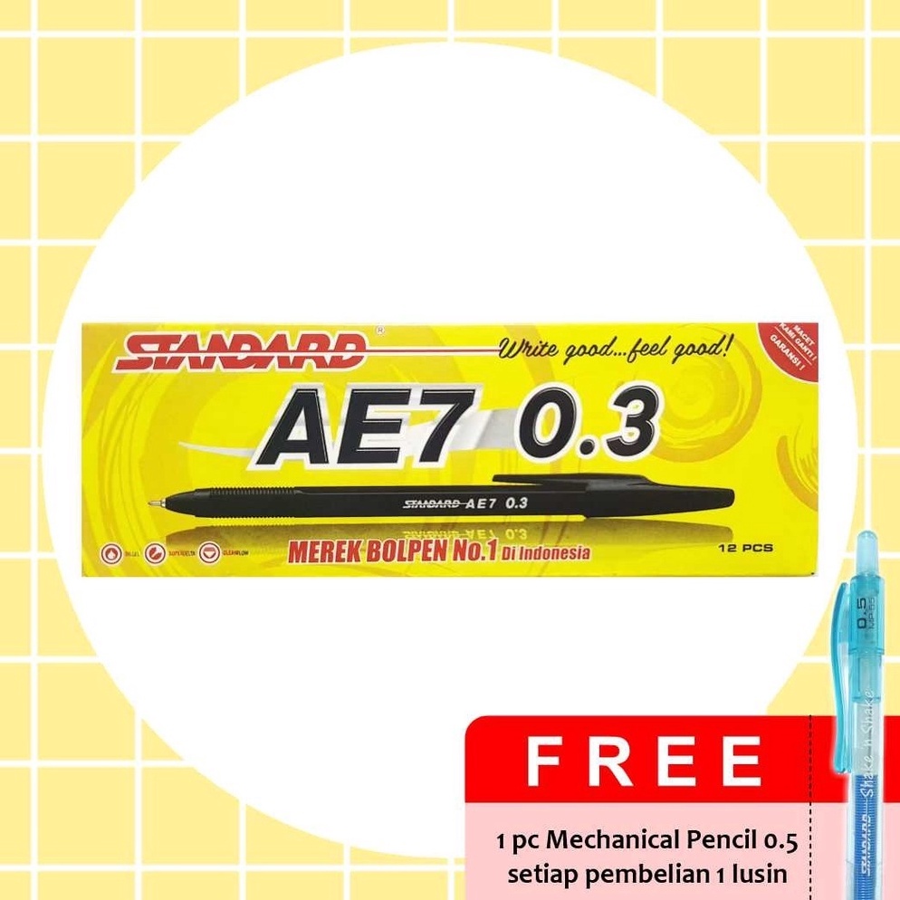 

Grosir.. Standard Pen - AE7 0.3 Isi 12 pcs ( Pulpen, Pena, Ballpoint, Pen ) Z60