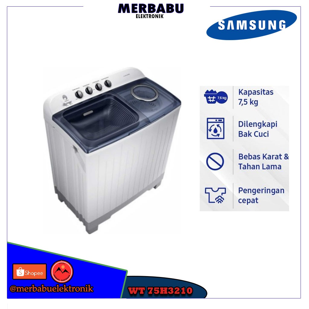 Samsung Mesin Cuci 2 Tabung 7.5Kg WT 75H3210