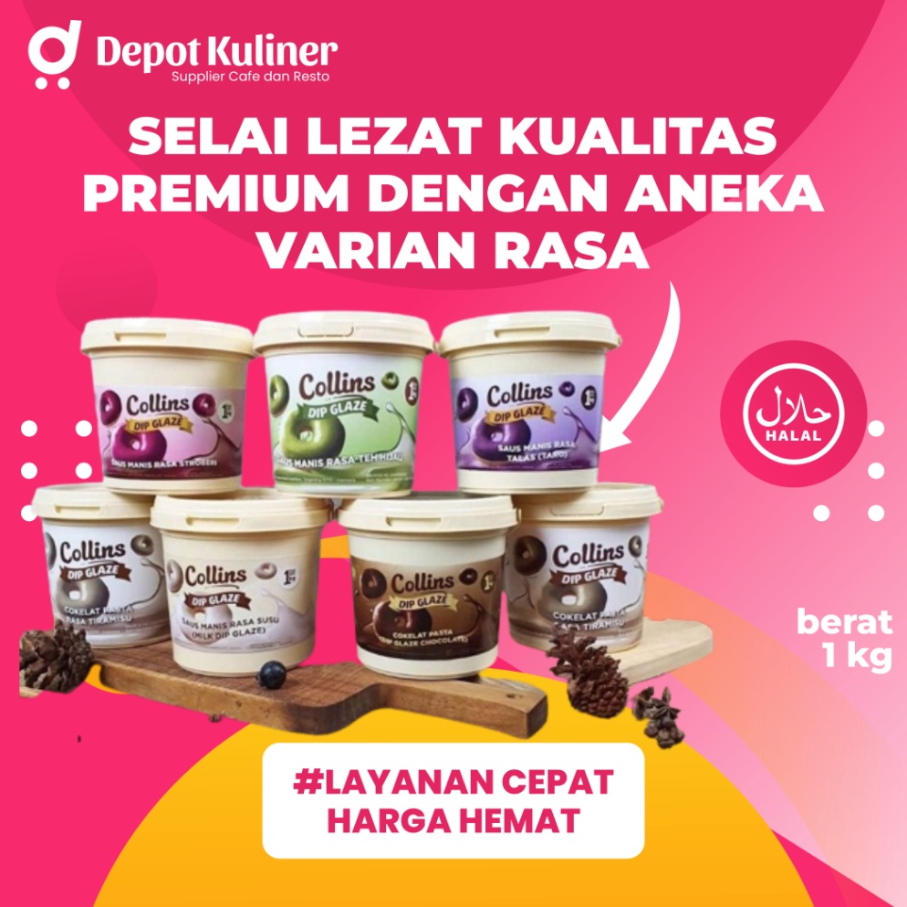 

HDD Collins Dip Glaze Selai Topping Donut 1 Kg Semua Varian ☋Ready