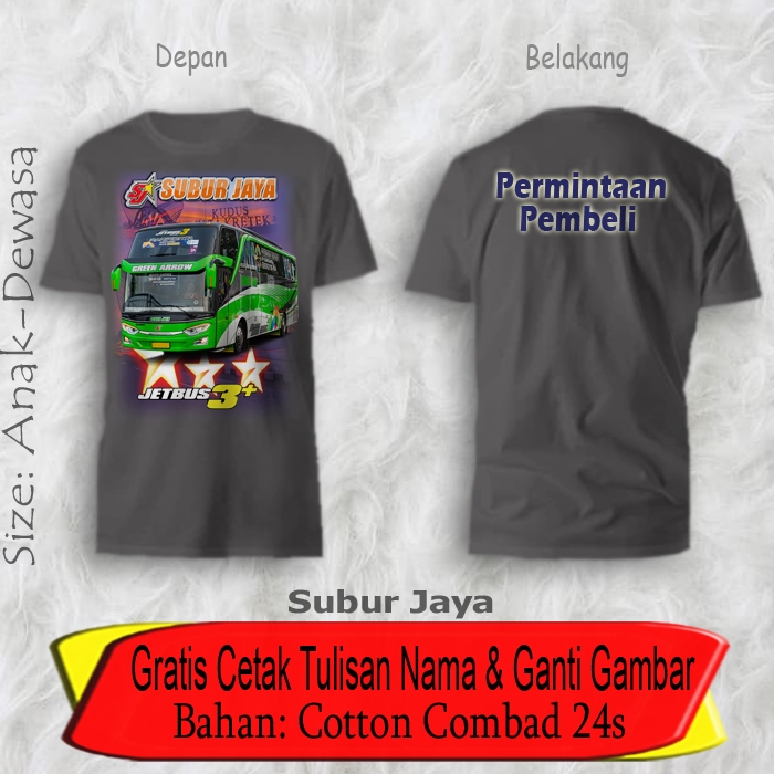 Koos Bus Telolet Om Barusi Subur Jaya / Baju Om Basuri Bus Pariwisata / Tshirt Basuri Subur Jaya