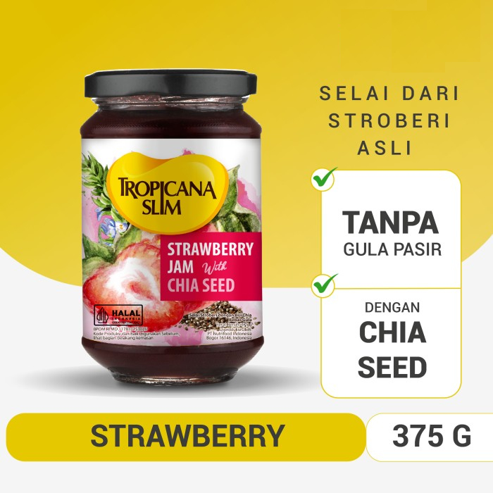 

Tropicana Slim Strawberry Jam with Chia Seed 375g - Selai Stroberi Tanpa Gula Pasir